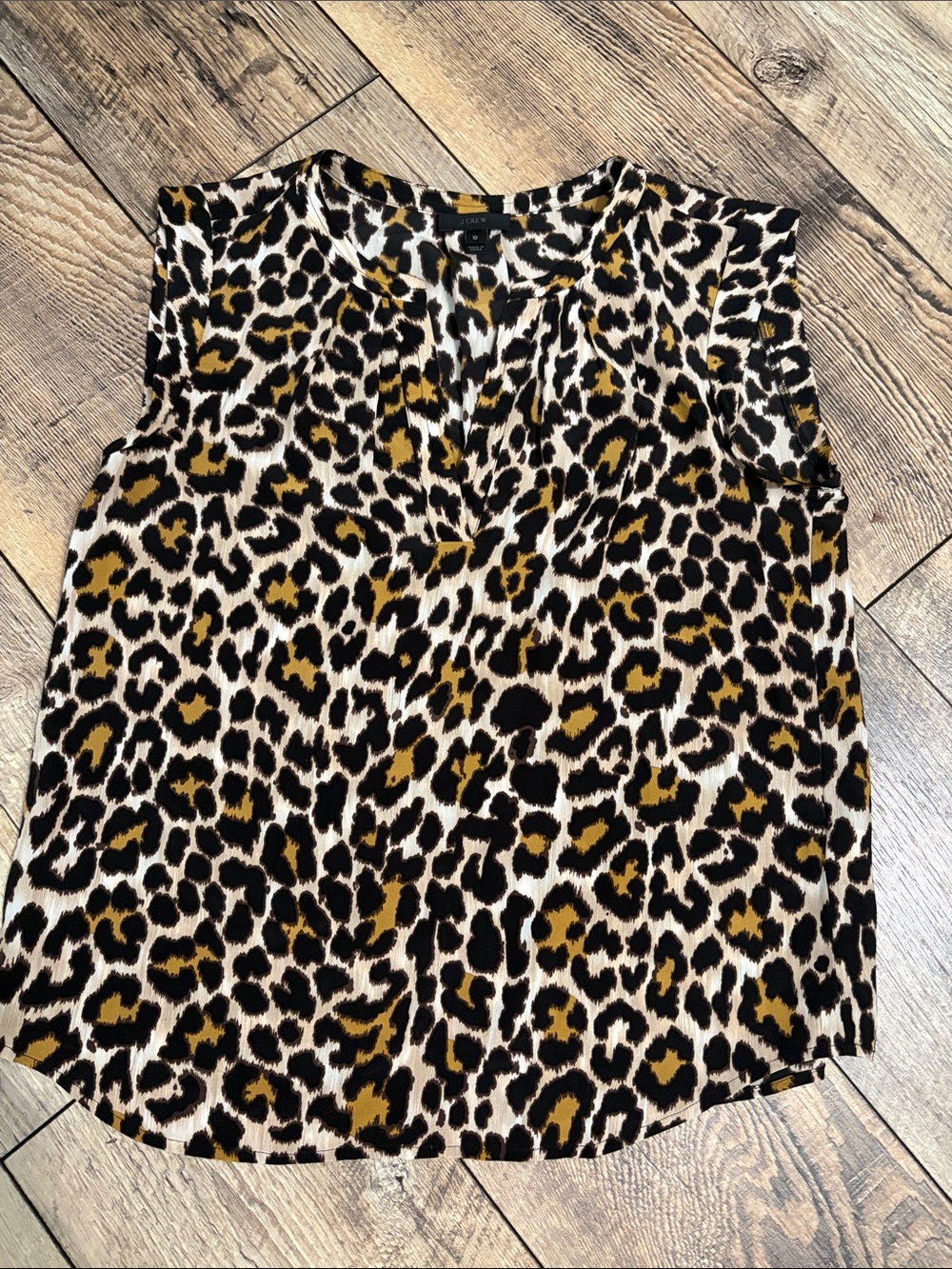 J. Crew Sleeveless Leopard Print blouse in Black, Tan and Cream